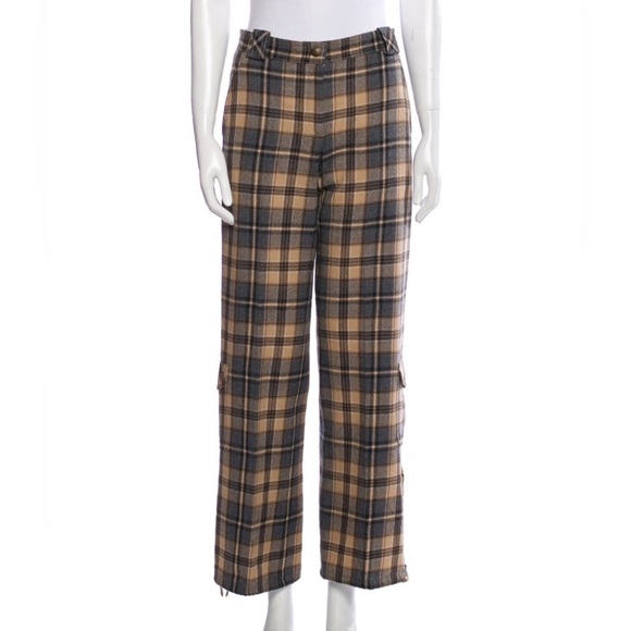 Moschino Pants - Moschino Virgin Wool Wide Leg plaid Pants